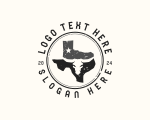 Bull Skull Texas Map logo