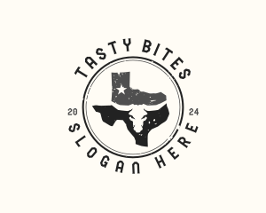 Bull Skull Texas Map logo