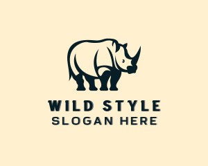 Wild Rhino Animal logo design