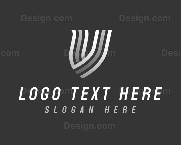 Modern Stripe Ribbon Letter V Logo