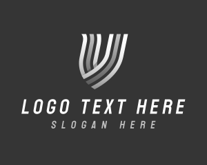 Modern Stripe Ribbon Letter V logo