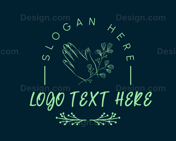 Hand Floral Spa Wordmark Logo