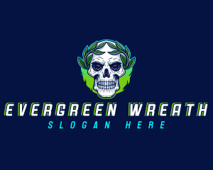 Skull Wreath Gamer logo design