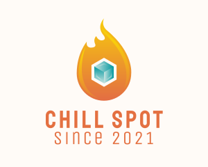 Heating Cooling Cube  logo design