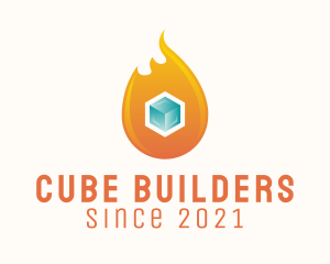 Heating Cooling Cube  logo design