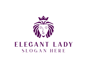 Crown Queen Lady logo design