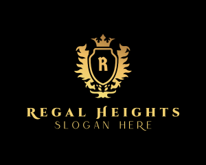 Regal Shield Ornamental Crown logo design