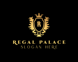 Regal Shield Ornamental Crown logo design