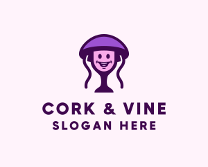 Jellyfish Wine Glass logo design