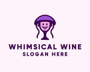 Jellyfish Wine Glass logo design