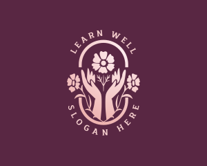 Flower Wellness Hands logo design