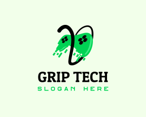 Green Pixelated Controller  logo design