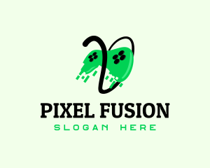 Green Pixelated Controller  logo design