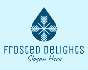 Blue Snowflake Droplet logo design