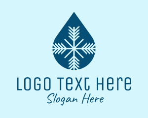 Freeze - Blue Snowflake Droplet logo design