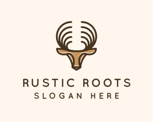 Deer Antlers Wild Forest logo design