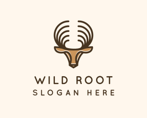 Deer Antlers Wild Forest logo design