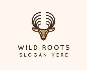 Deer Antlers Wild Forest logo design