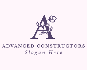 Purple Flower Letter A logo design