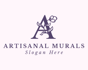 Purple Flower Letter A logo design