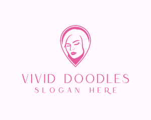 Beauty Woman Pink Pin  logo design