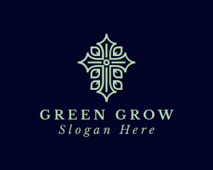 Green Leaf Crucifix logo design