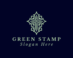 Green Leaf Crucifix logo design