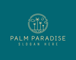 Minimalist Yellow Palm Tree logo design