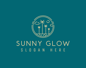 Minimalist Yellow Palm Tree logo design