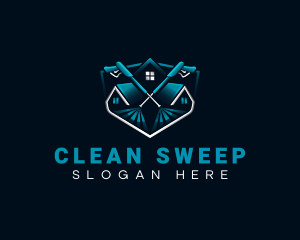 Pressure Washing Cleaning Shield logo design