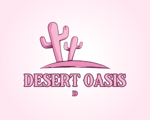 Pink Cactus Desert logo design