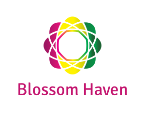 Gradient Atom Flower logo design