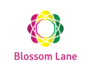 Gradient Atom Flower logo design