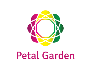 Gradient Atom Flower logo design