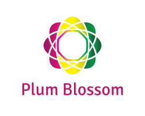 Gradient Atom Flower logo design