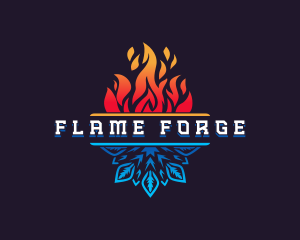 Snowflake Fire Burning logo design