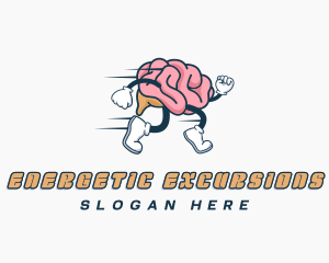 Running Brain Cartoon logo design