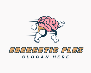 Running Brain Cartoon logo design