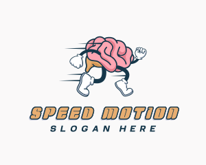 Running Brain Cartoon logo design