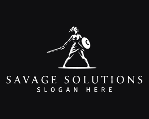 Sword Warrior Woman logo design