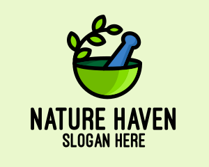 Natural Mortar & Pestle  logo design