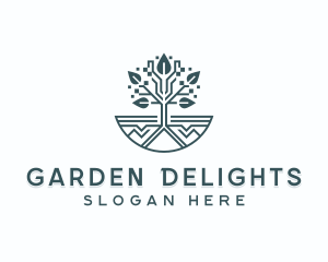 Pixel Tree Garden logo design