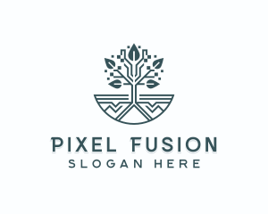 Pixel Tree Garden logo design