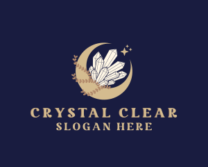 Moon Crystal Gemstone logo design