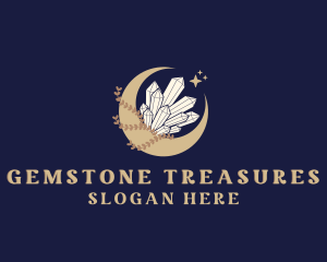 Moon Crystal Gemstone logo design