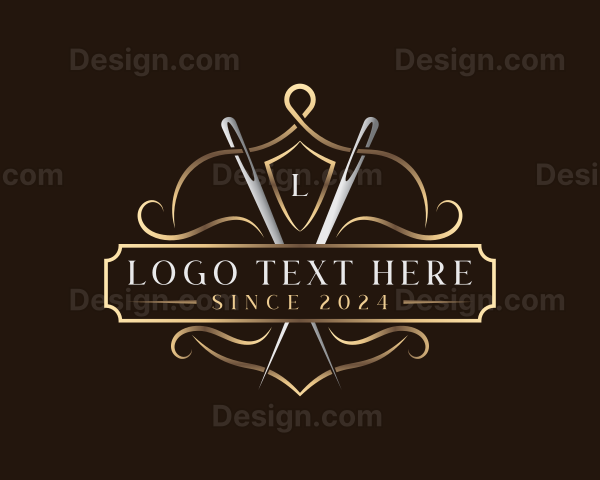 Elegant Sewing Needle Logo