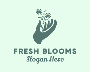 Spring Flower Hand logo design