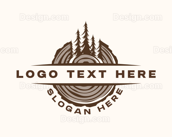 Woodwork Sawmill Forest Logo