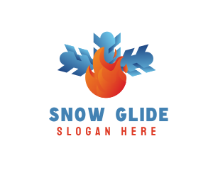 Flame Snow Air Conditioning logo design