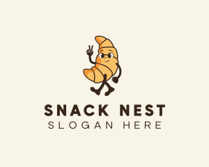 Retro Croissant Bread logo design